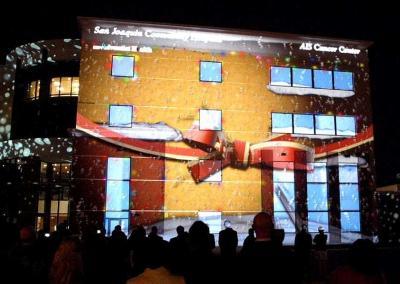 3D architectural mapping projection event image, Cancer Center, Bakersfield,California.